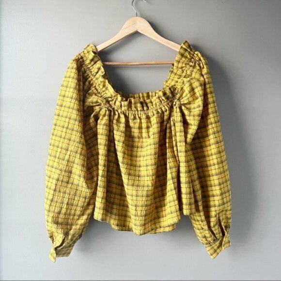 SELECTED Femme | Nwt Yellow Plaid Blouse - Picture 11 of 13